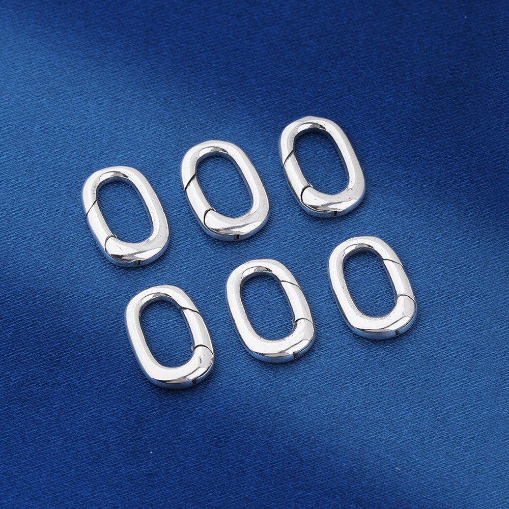 TINY STERLING SILVER 925 Snap Clasp Bail Link Lock Oval for Charm Pendant A5284