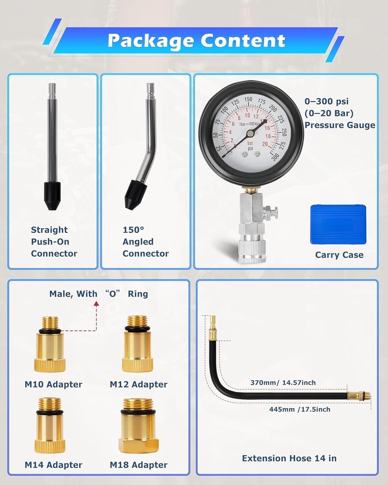 Precision Engine Compression Tester Kit for Accurate Diagnostics - Blue Edition