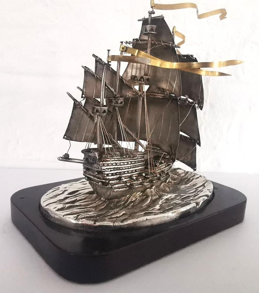 Solid Silver Mary Rose Ship Model - Birm. 1981
