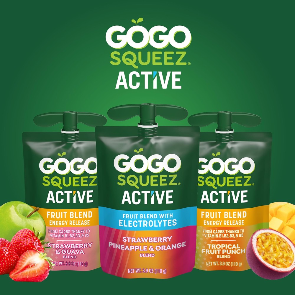 GoGo squeeZ Active Fruit Blend Energy Release | 18Count Variety Pack | Tropic...