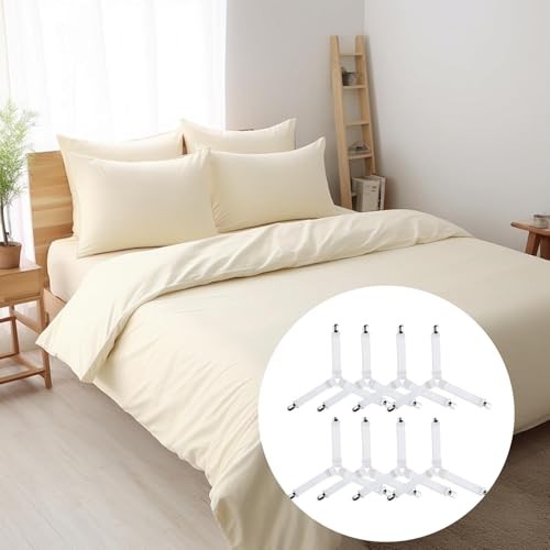 Bed Sheet Holder Straps, Adjustable Bed Sheet Straps Holders, Fitted 8 White