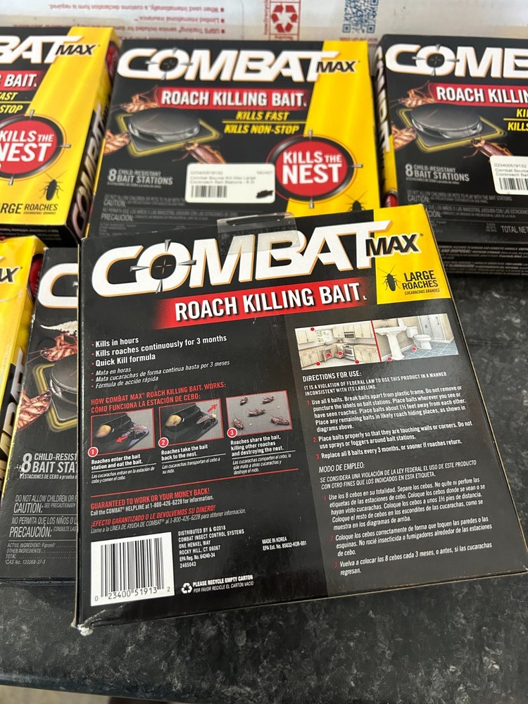 6-pack lot (26 total Stations) Combat Max Roach Killing Bait Small & large