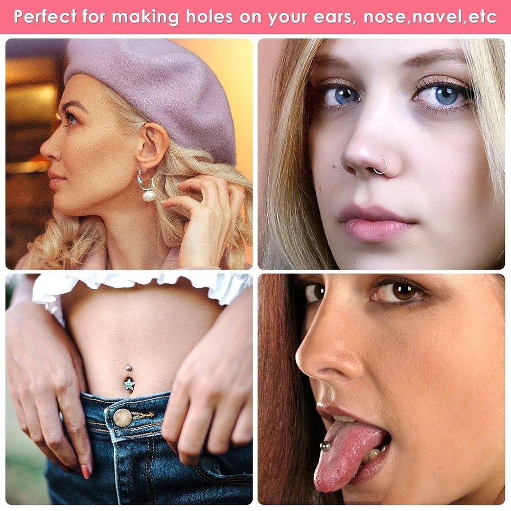 Professional Home Ear Piercing Gun Kit Reusable Machine Tool w/ Stud Earrings