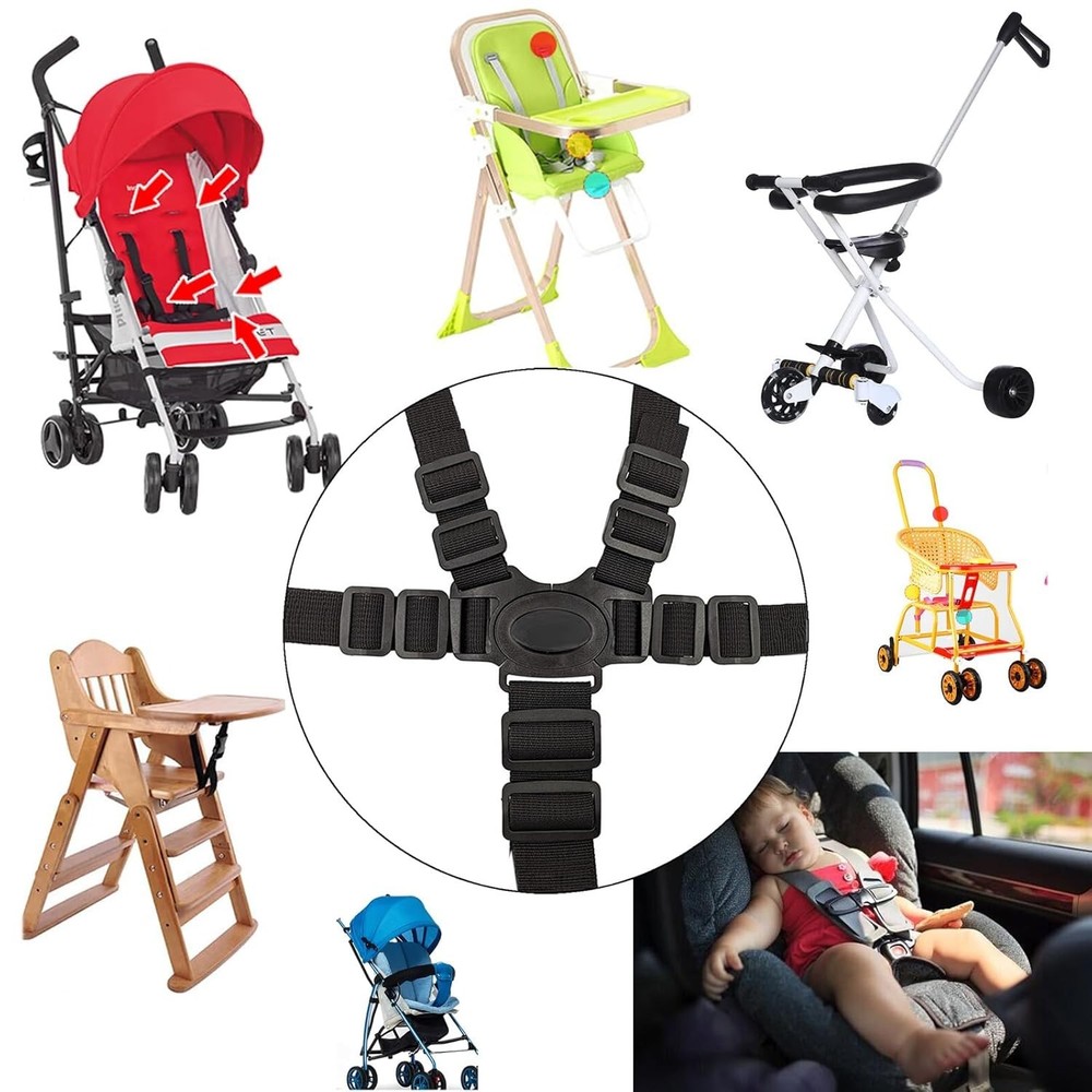 Adjustable 5-Point Safety Belt for Strollers & High Chairs - Easy Installation
