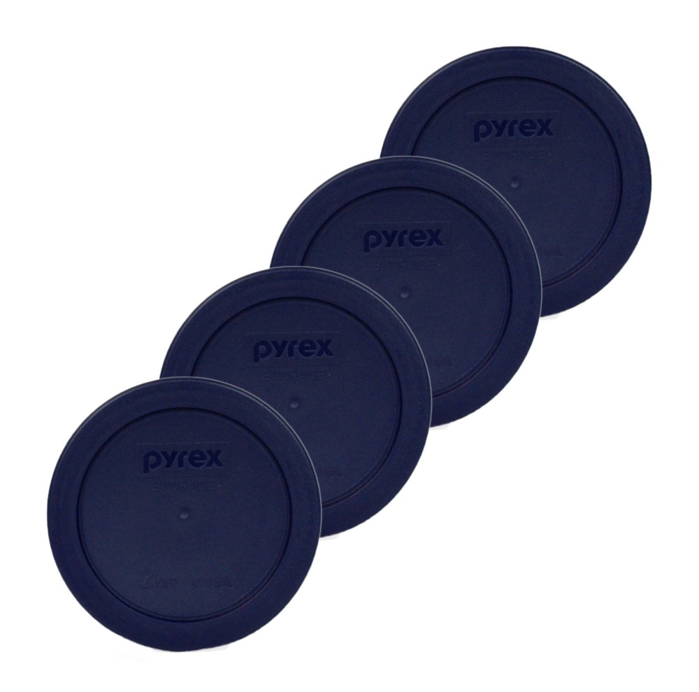 Pyrex 7200-PC Blue Plastic Storage Replacement Lid Cover, Made in USA (4-Pack)