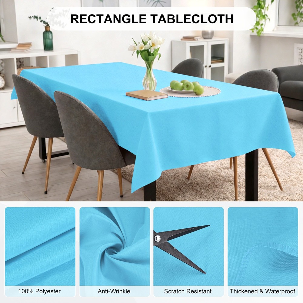 160x250cm Rectangle Tablecloth, Thickened Polyester Table Cloth Sky Blue