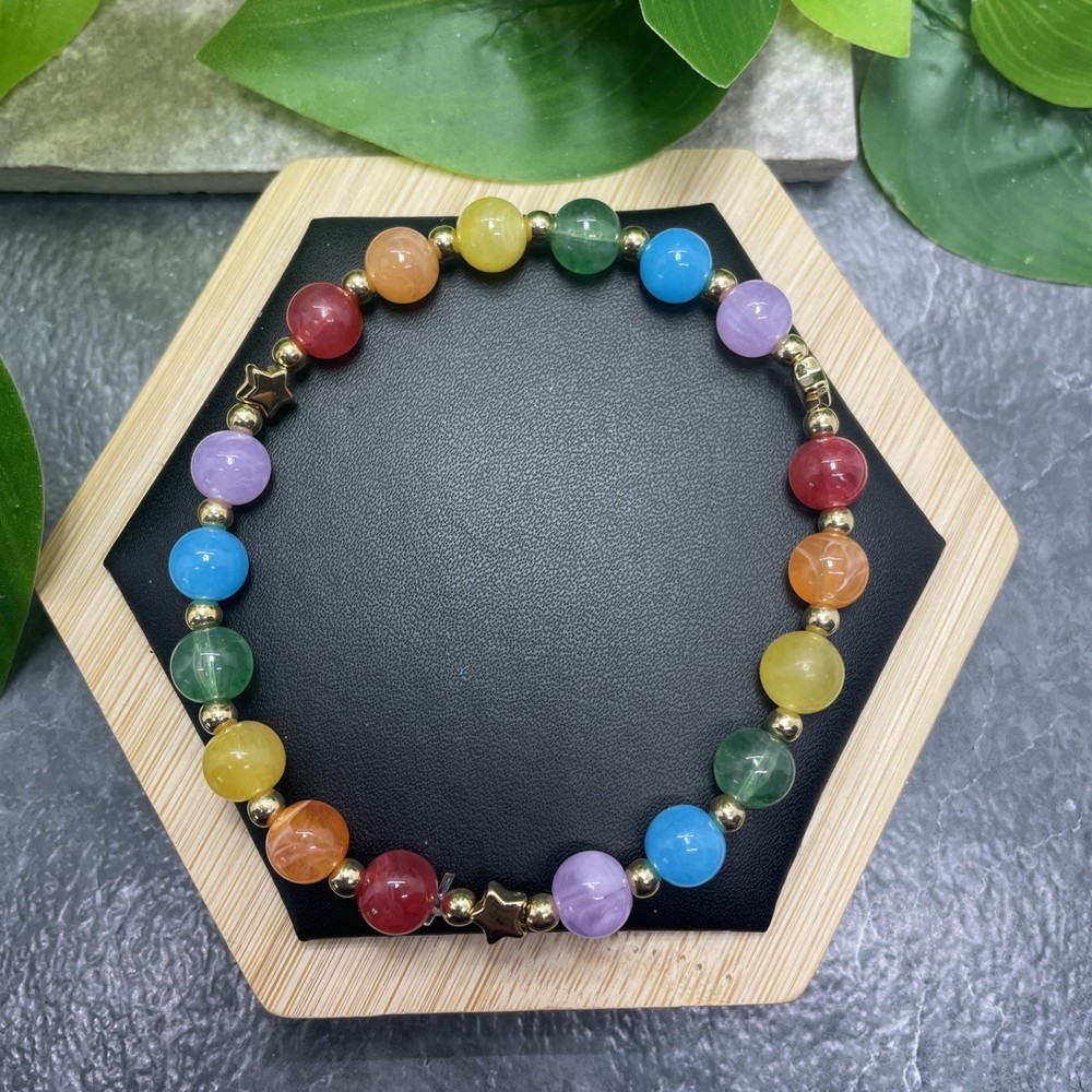 Handmade Bead Beaded Stackable 8” Plus Stretch Bracelet New Free Ship C1505