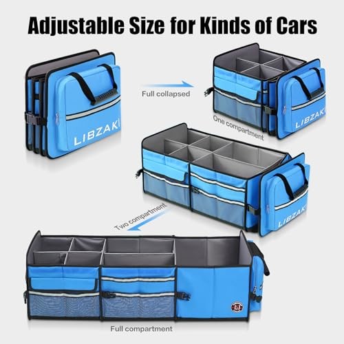 LIBZAKI 4 in 1 Car Trunk Storage Organizer, Multi Oversize Light Blue