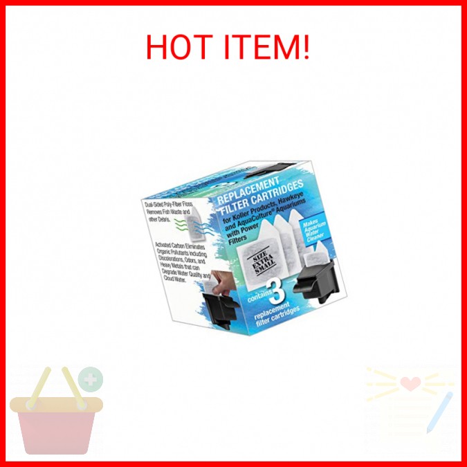 Koller Products Replacement Filter Cartridges - XS, 3-Pack, White