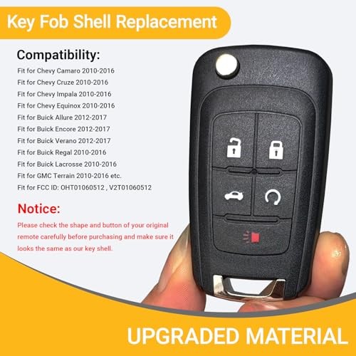 2 Pack Replacement Key Fob Cover Case Replacement Fits for Chevy 5 Buttons