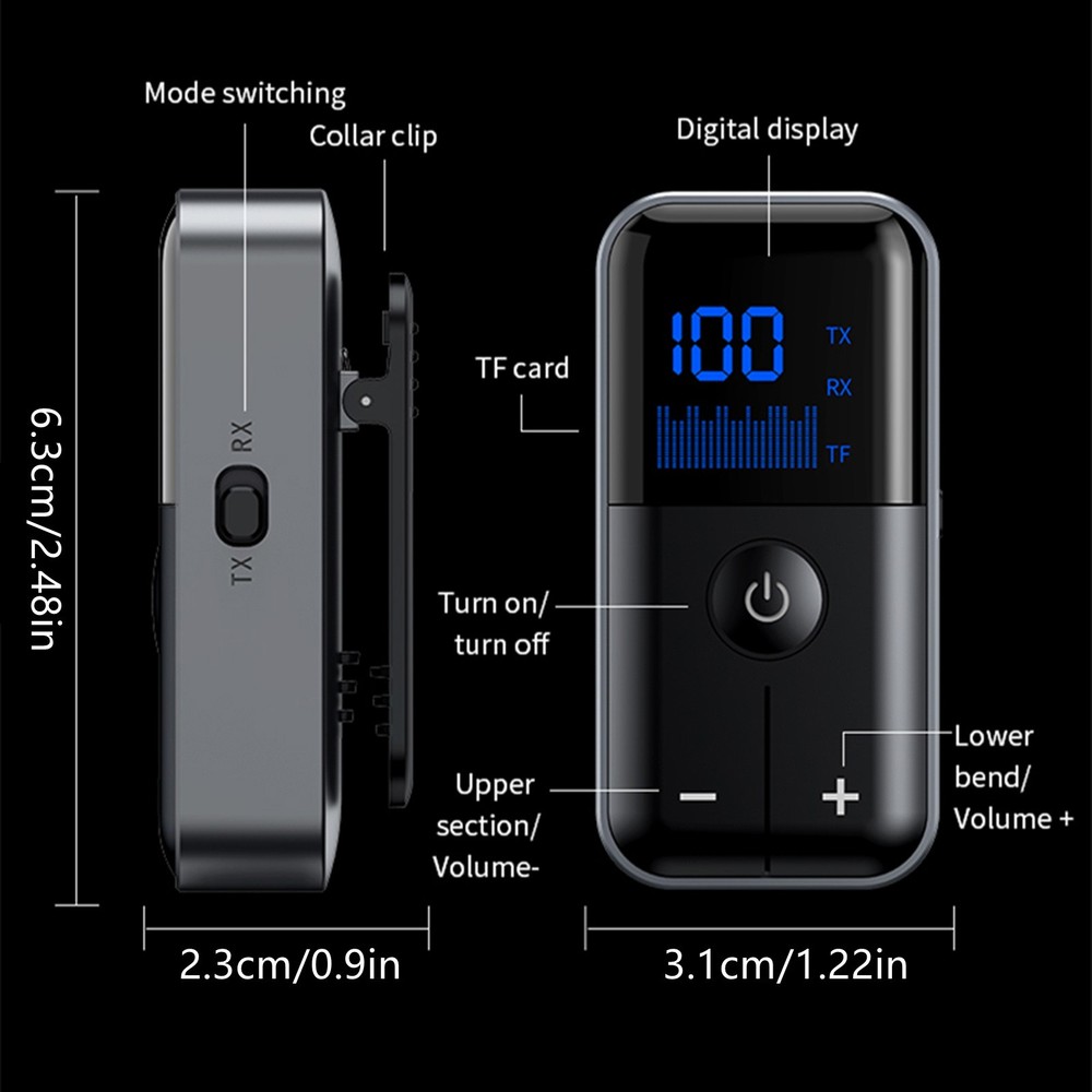 Bluetooth 5.4 Transmitter and Receiver with Hands-Free Calling 3.5mm Adapter