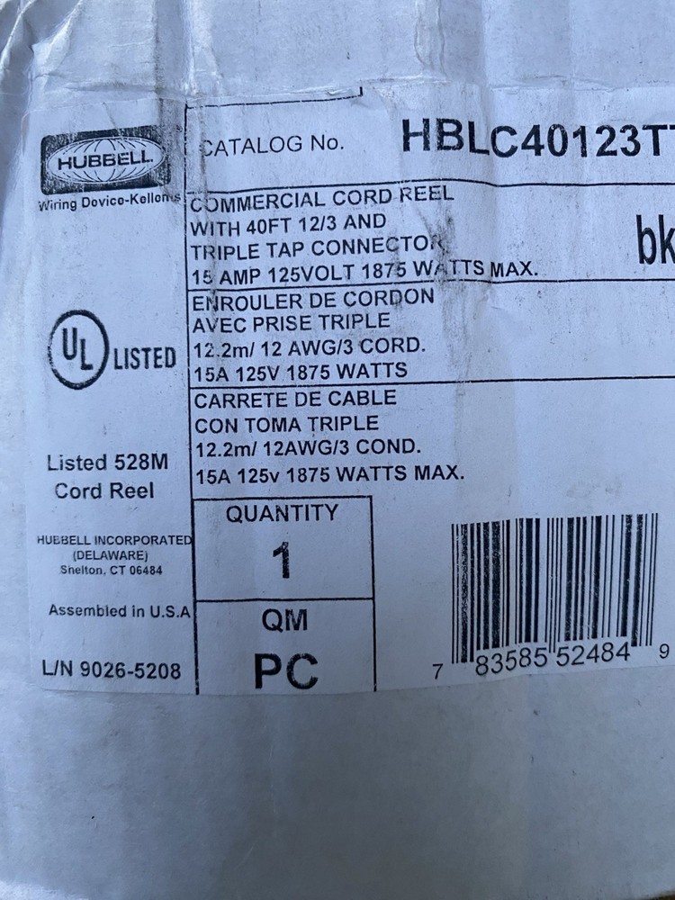 Hubbell Cord Reel HBLC40123T