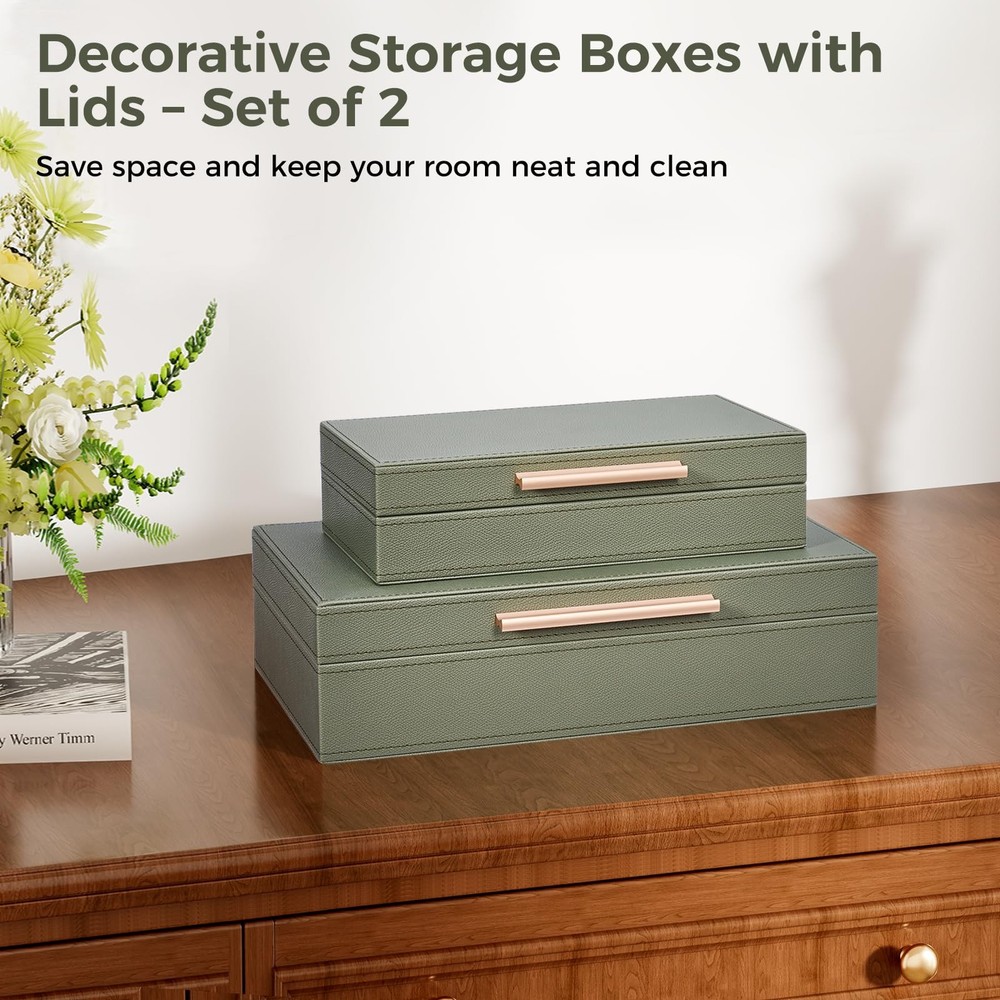Decorative Boxes with Lids 2-Set, Memory Box for Keepsakes, Saving Space, Bea...