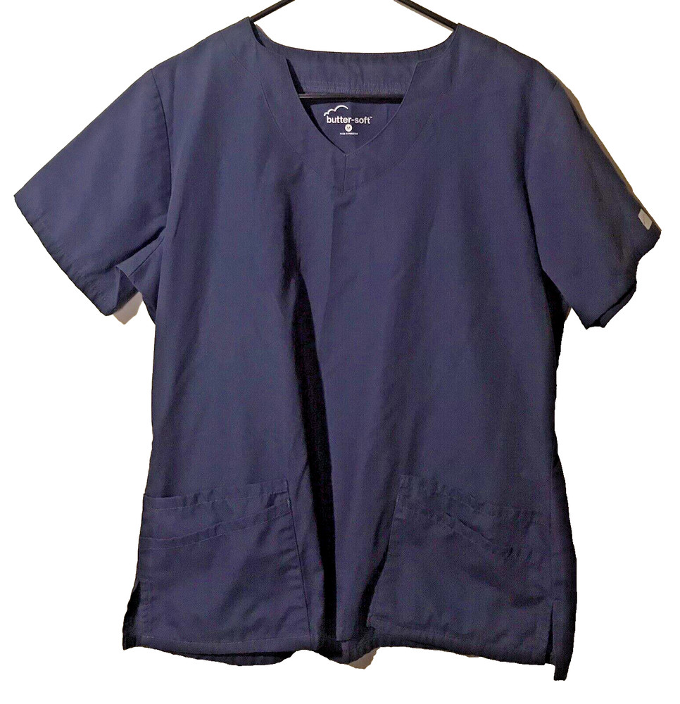 Butter-Soft Scrub Set Women's Medium Navy Multi-Pocket Top & Pants
