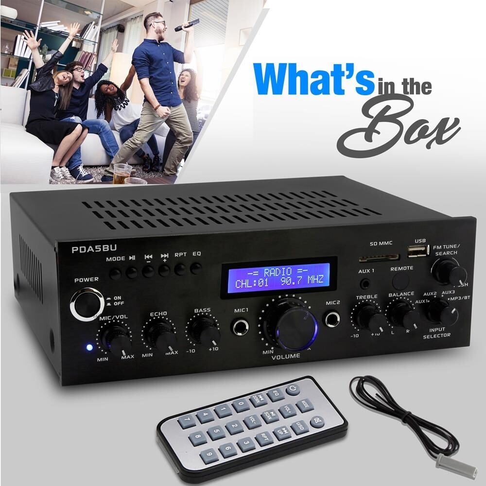 Pyle Compact Bluetooth Stereo Amplifier-Home Desktop Stereo Receiver System