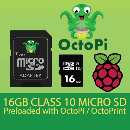 OctoPi / OctoPrint 3D Print Manager for Raspberry Pi Preloaded Class 10 Micro SD