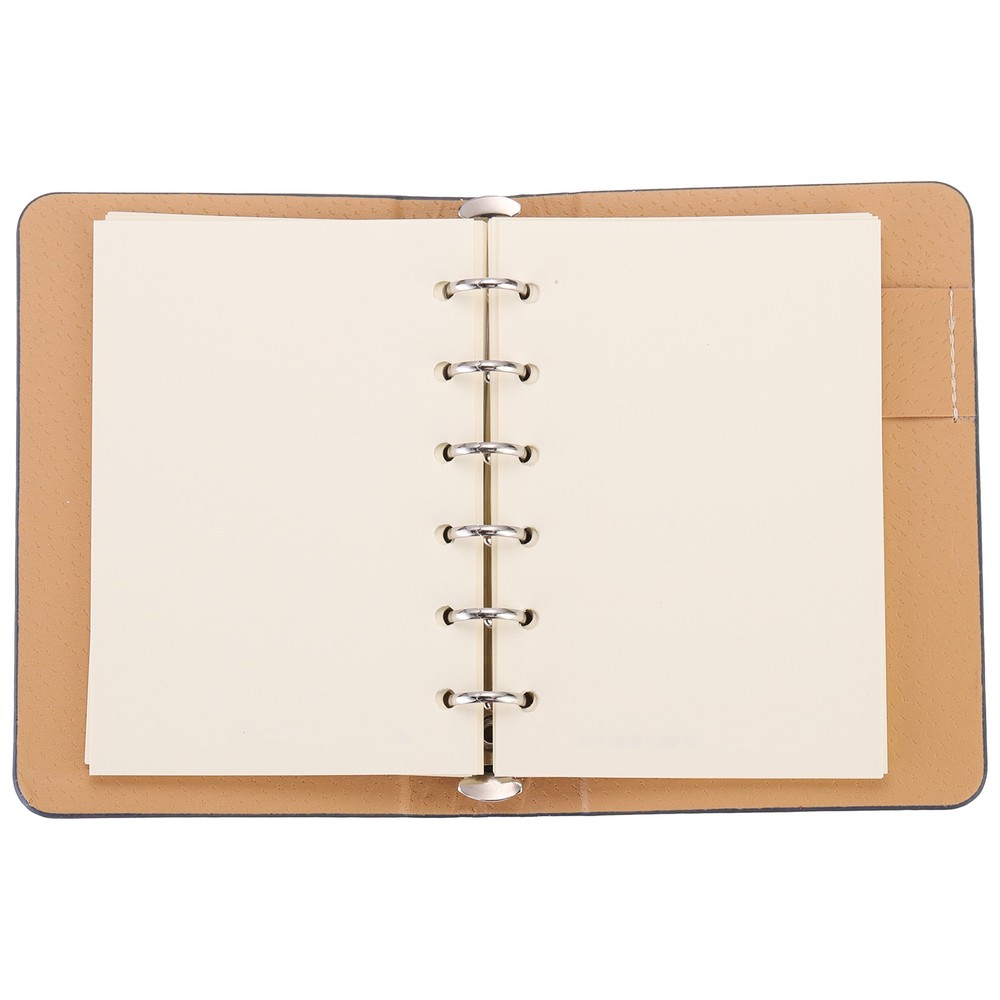 6 Ring Binder Cover A7 Leather Notebook Binder with 50 Sheets Paper, Blue