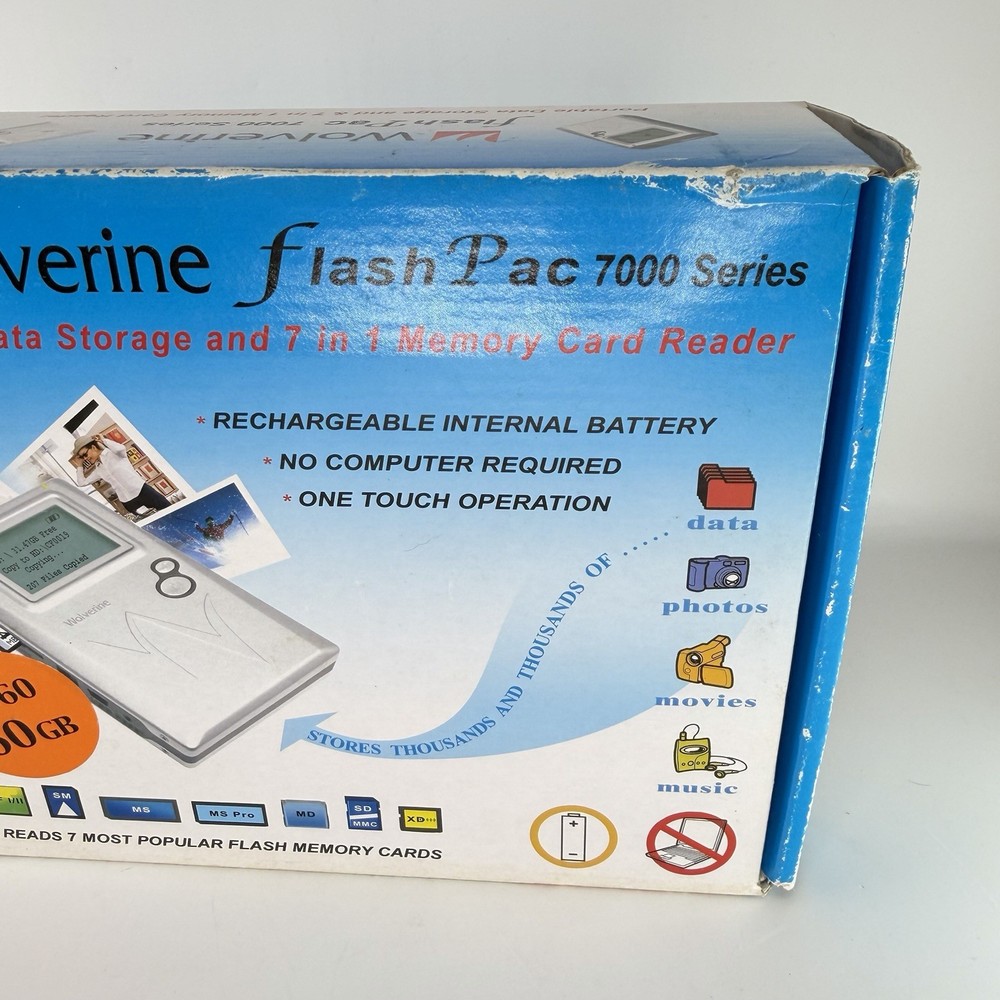 Wolverine FlashPac 7000 Series Data Storage 7 in 1 Memory Card Reader