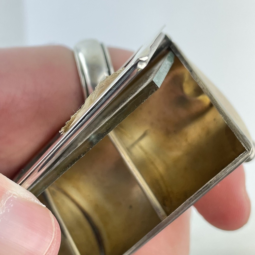 Antique Solid Sterling Silver Triple Stamp Case / Box Cohen & Charles 1913 8cm
