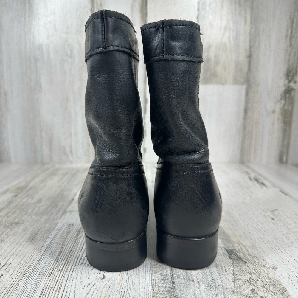 Frye Womens 5.5 Cara Roper Short Boot Black Leather Shoes