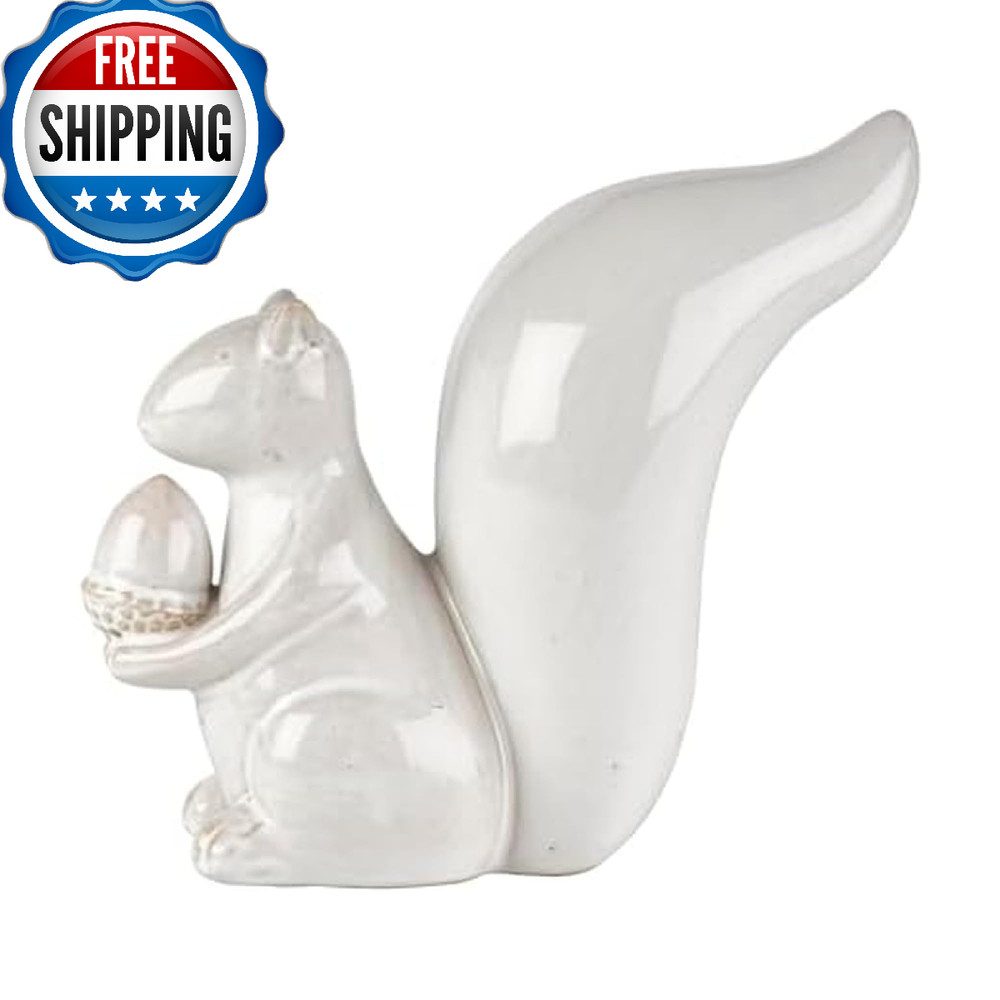 Elements White Squirrel Ceramic Figurine 7.68" H, 7" L - New