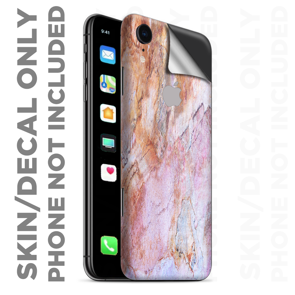 Skins Decal Wrap for Apple iPhone XR - Rose Peach Pink Marble Pattern