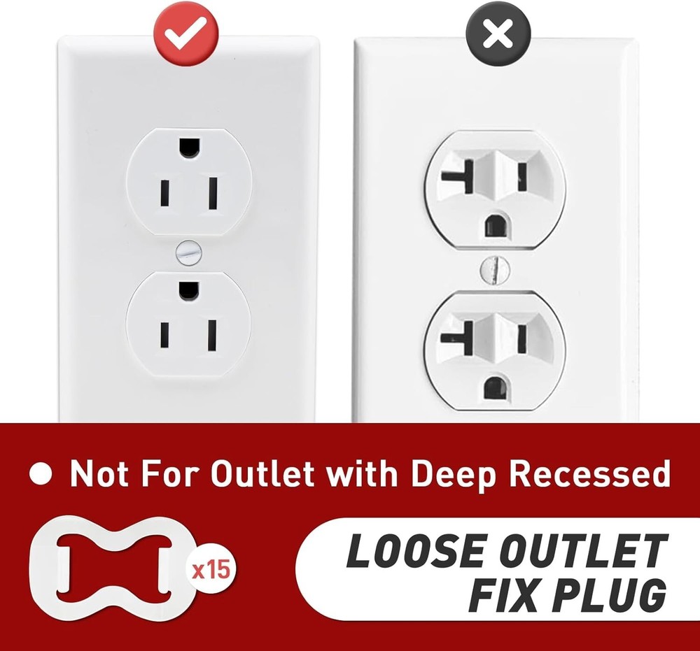 Universal 15-Pack Outlet Fix Plug - Flame-Retardant Solution for Loose Sockets