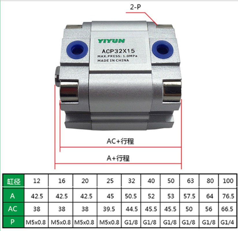 New 1PC ACP 20X 20SB Compact cylinder External thread ACP series