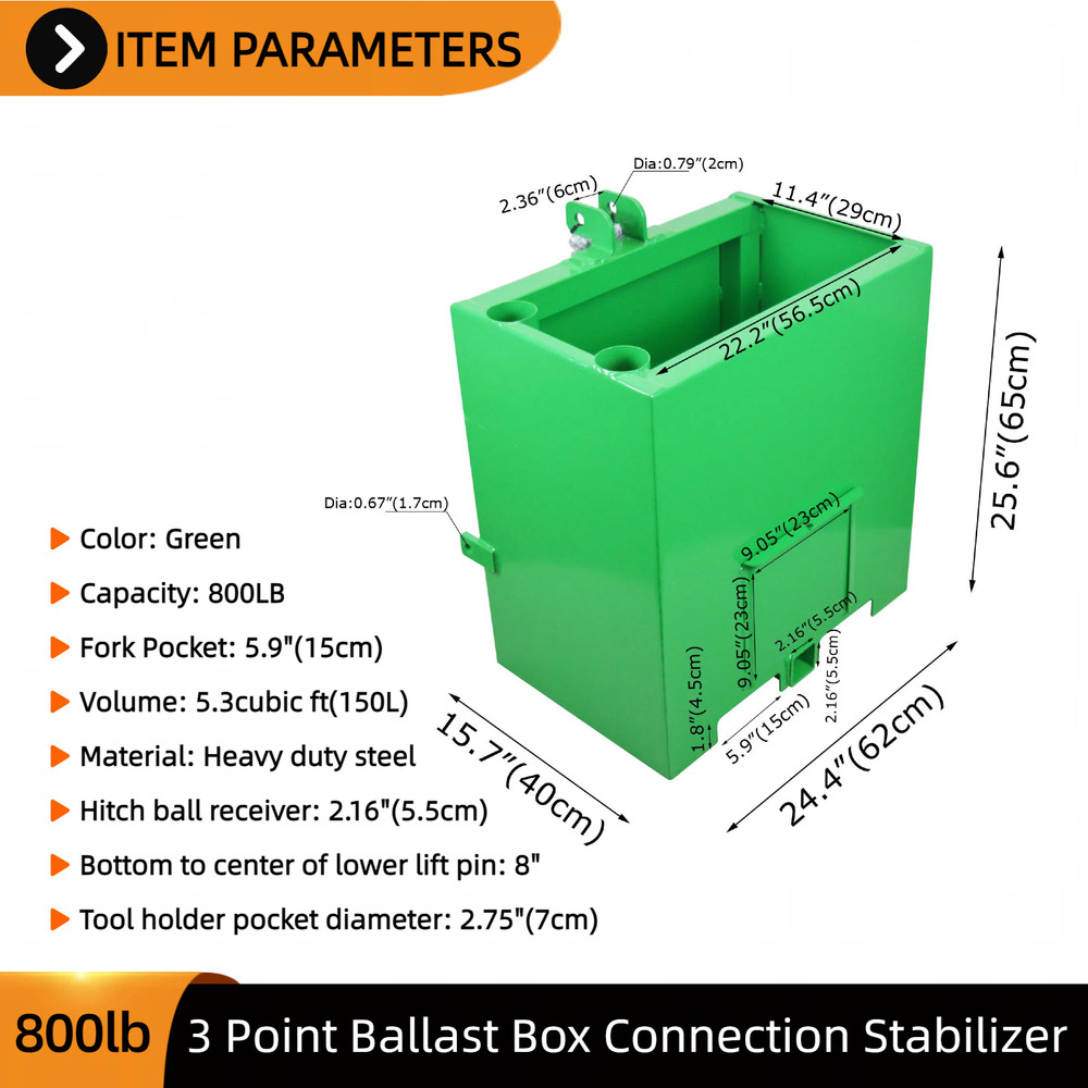 3-Point Tractor Ballast Box Heavy Stabilizer for Tractor & Loader Attachment