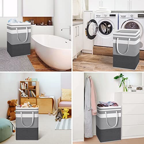 2-Pack Large Laundry Basket, Waterproof, Freestanding Laundry Hamper, 88L Grey
