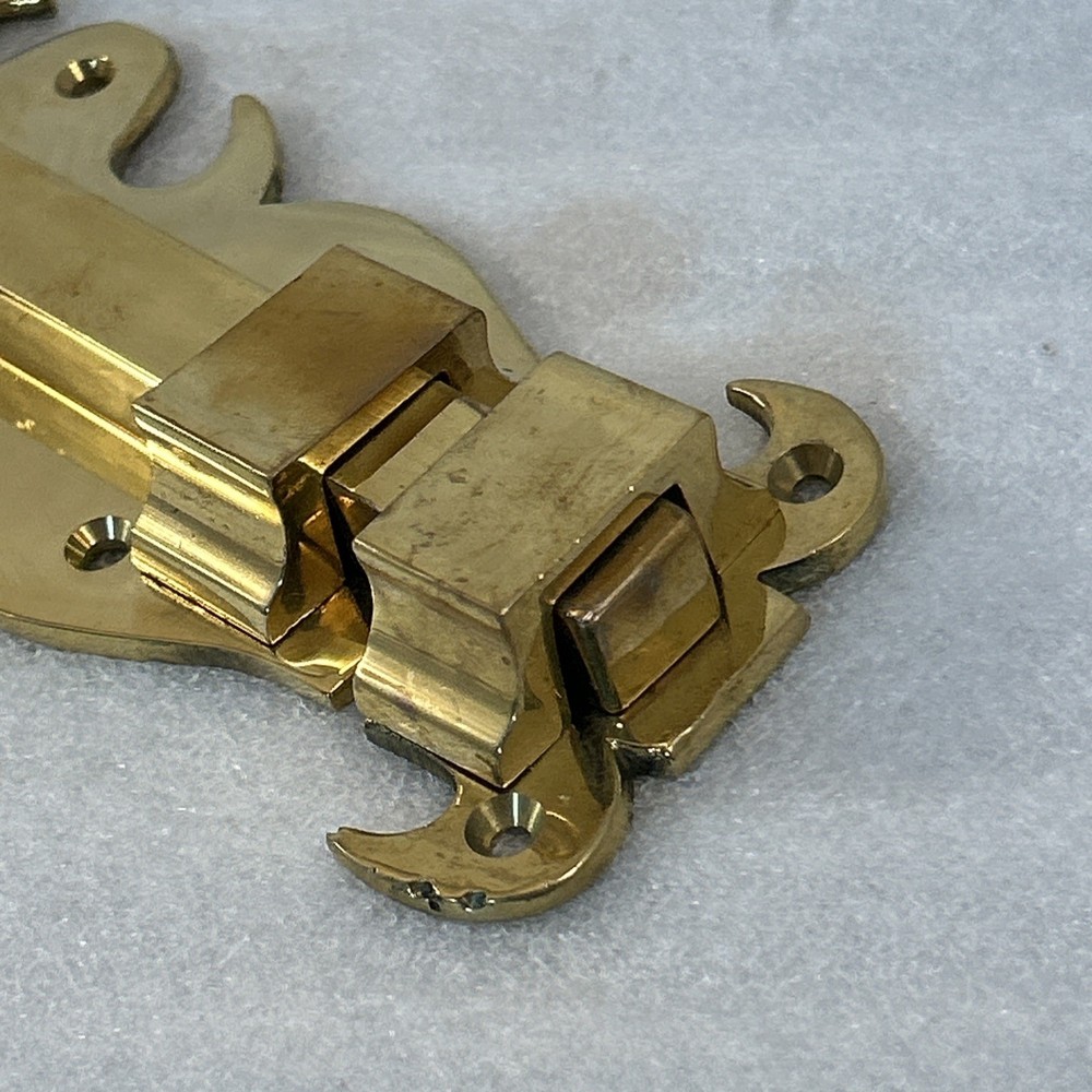 Vintage Ornate Solid Brass Surface Bolt Door Latch Fleur-de-Lis Slide Lock 10.5”