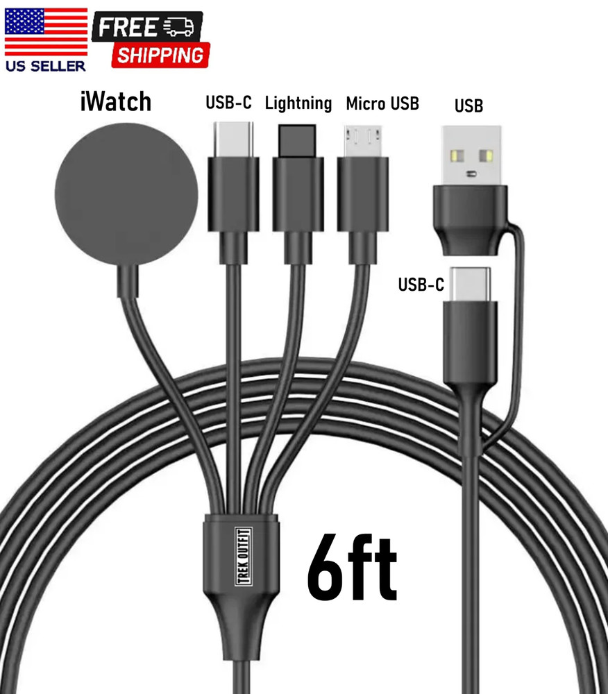 Universal Charging Cable Multi-Function iPhone USB Charger Cord 4 in 2 Fast -6ft