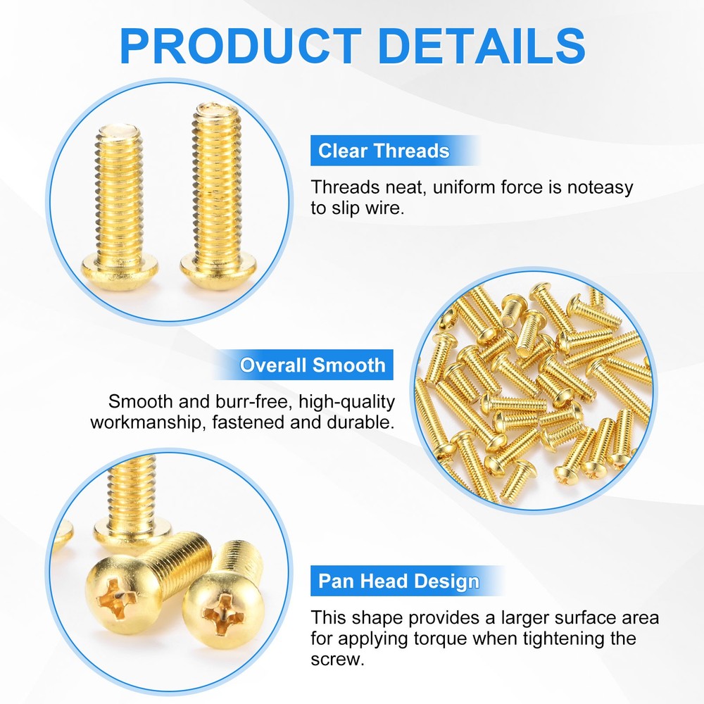20-Pack M5x14mm Pan Head Machine Screws Brass Screw Brass