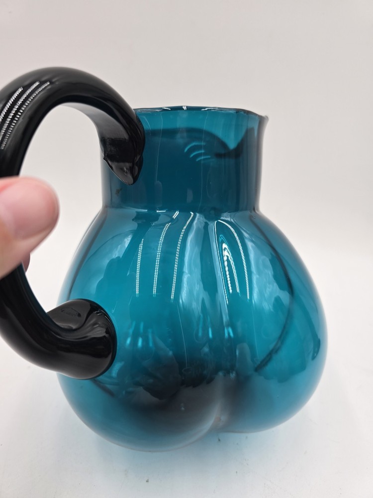 Hand Blown Small Blue Glass Pitcher
