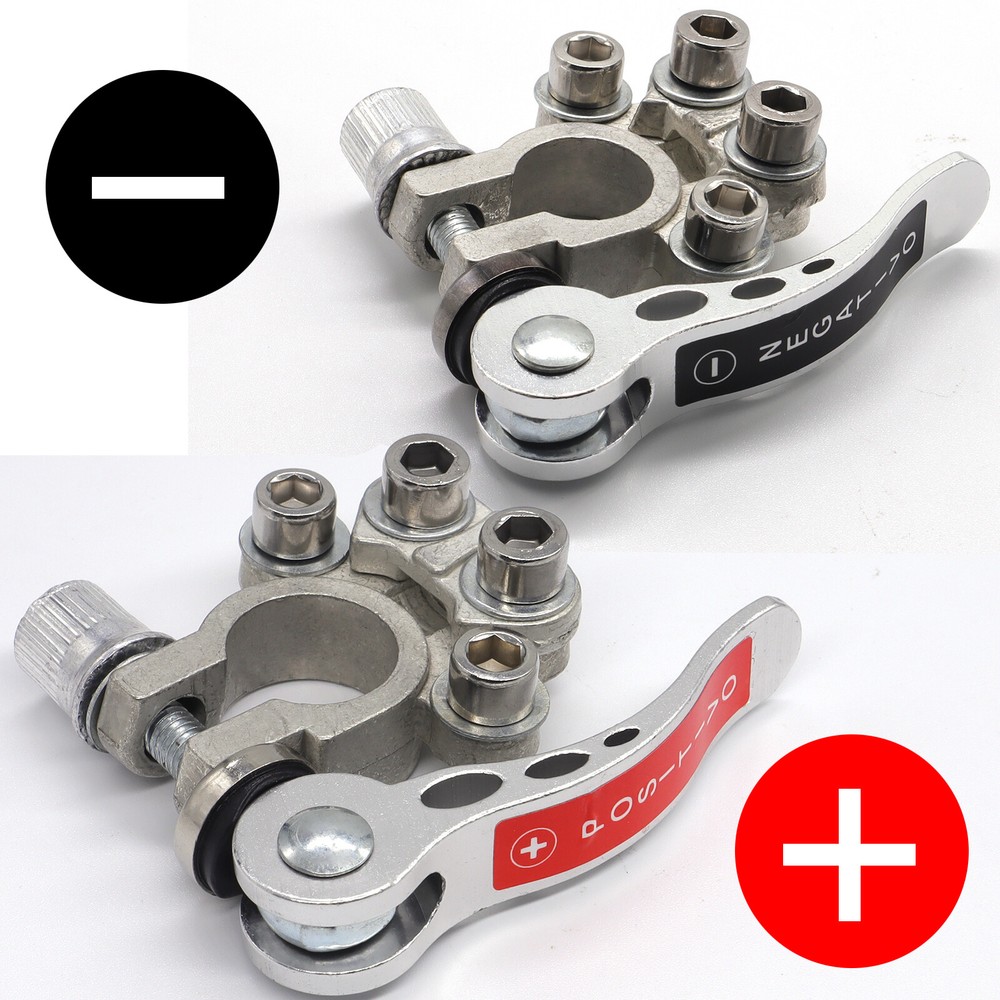 2 x Car Battery Terminal Connectors Quick Release Disconnect Positive Negative