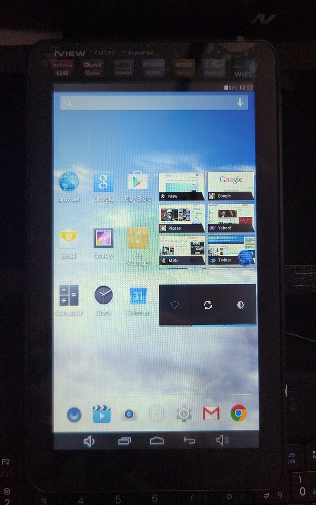 iView SupraPad 733TPC 8GB Black Tablet. Missing 1 key.