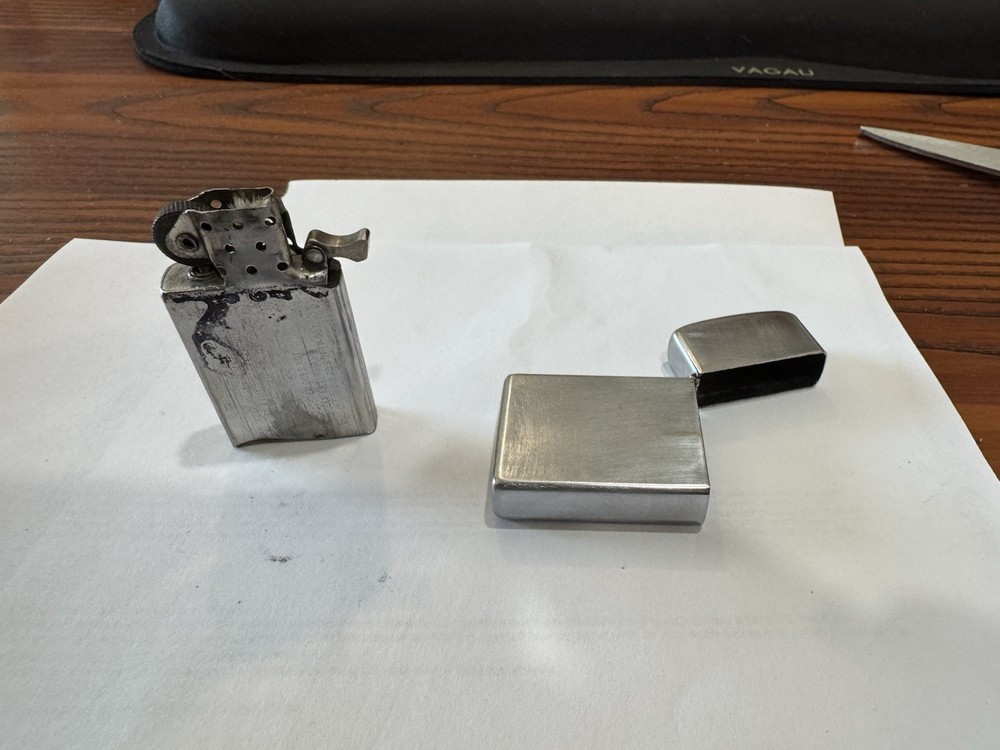 Vintage Zippo Diagonal Logo Lighter, Used