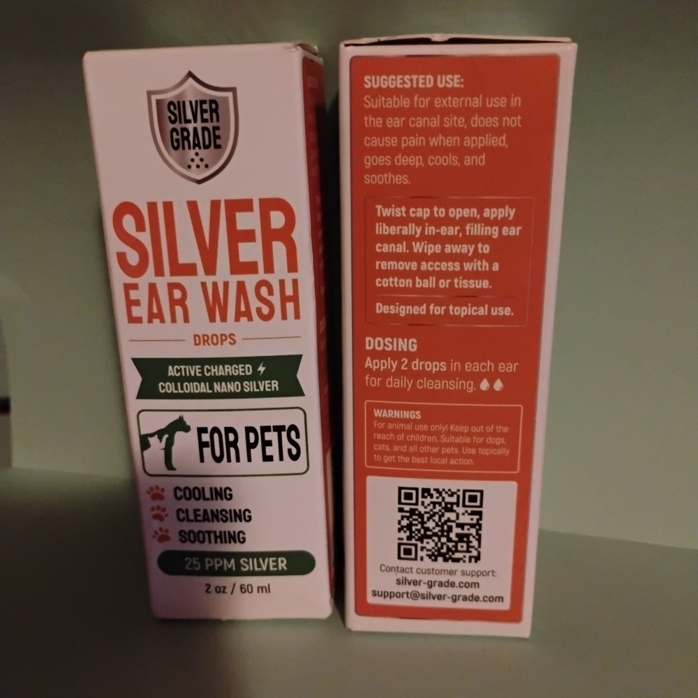 2X-Silver Grade, Silver Ear Wash For Pets 2oz