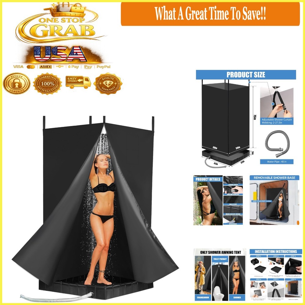 Portable Camping Shower Tent and Foldable Basin Set Waterproof Bath System