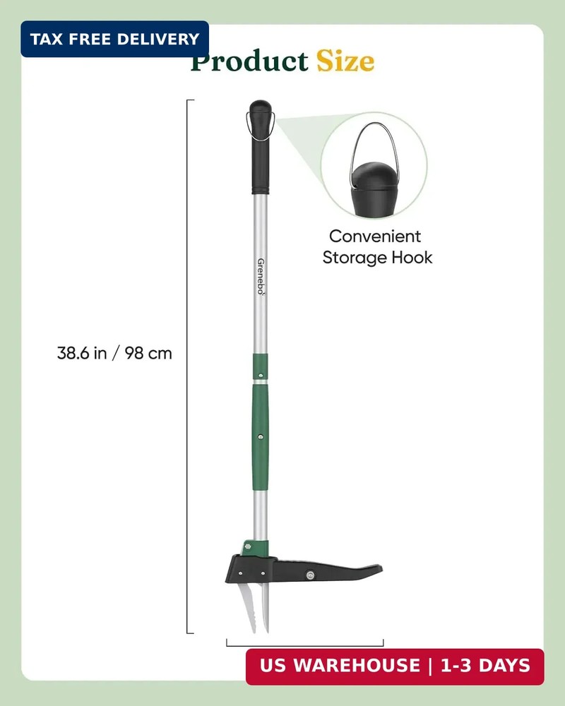 Stand Up Weed Puller Tool, Claw Garden Weed Removal Tool with Eject Mechanism, H