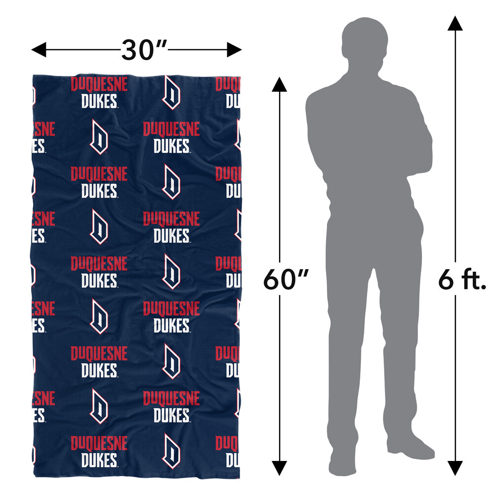 Duquesne University Beach Towel/Bath Towel, 30"x60" Logo Pattern