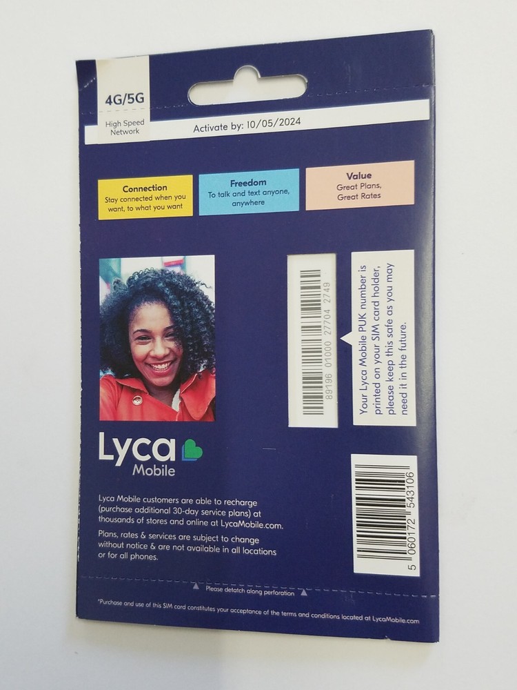 Lyca Mobile 4G LTE 5G High Speed Triple Cut Sim Card Chip For Android iPhone