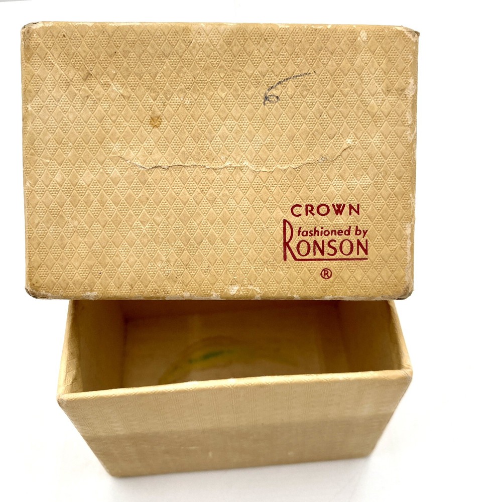1950s Vintage Ronson “CROWN” Silver-Plated Table Lighter Instructions & Box