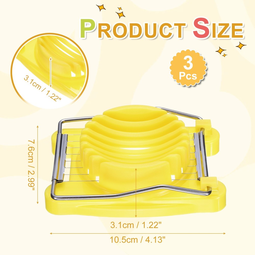 3 Pack Egg Slicer for Hard Boiled Eggs, Yellow