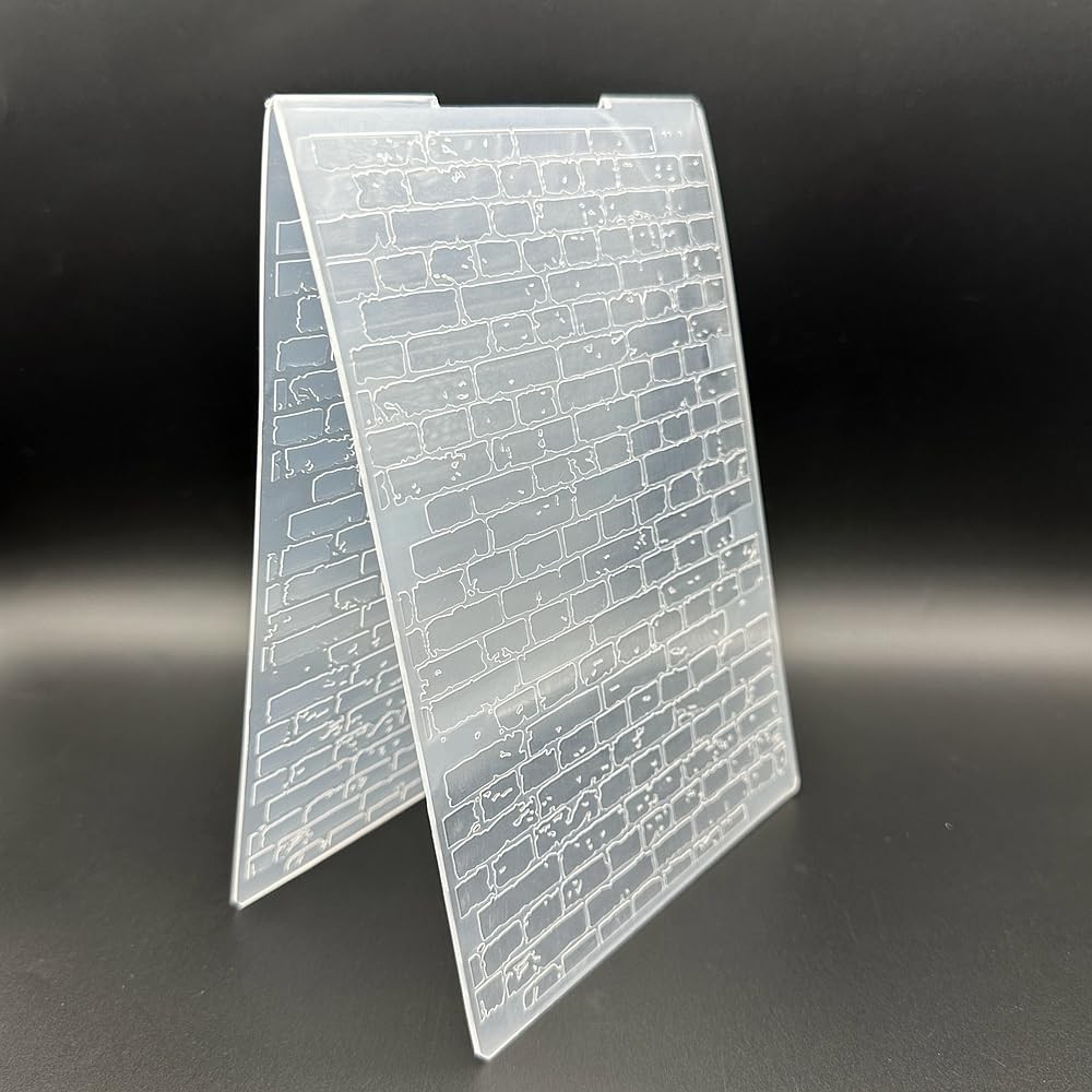 3D Plastic Embossing Folder Template Christmas Dotted Brick Wall white