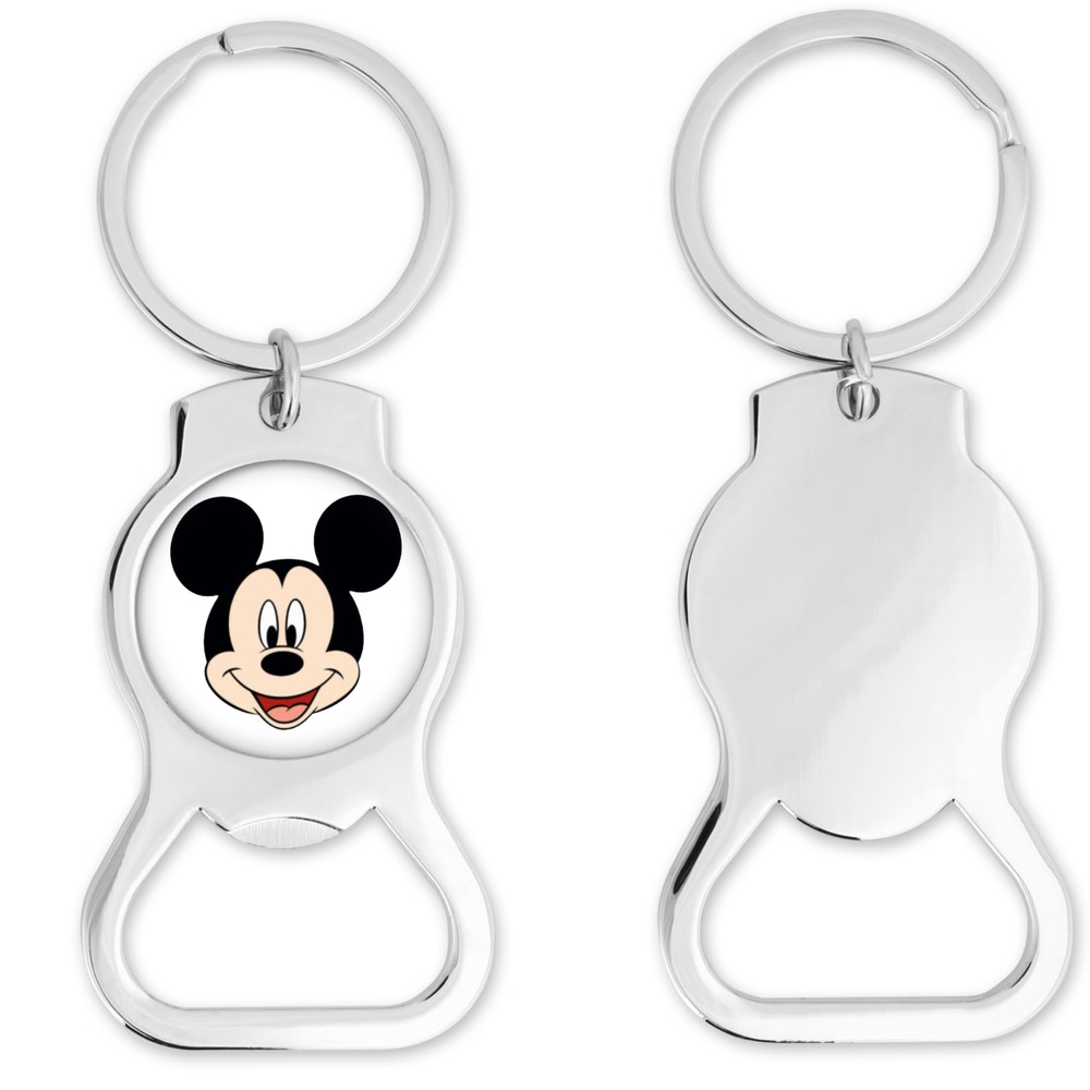 Mickey Mouse Inspired Bottle Opener Keychain Round (White)