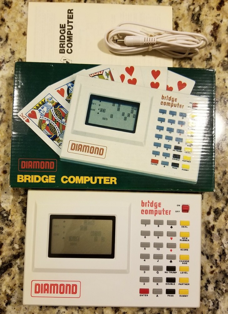 Vintage Diamond Handheld Bridge Computer Game With Box & Instructions 80s