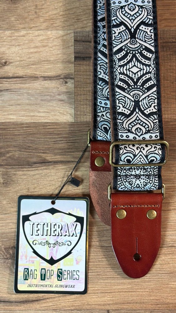 Tetherax RTX Fancy RagTop Jacque-Style Weave Guitar Strap - Grey/Cream