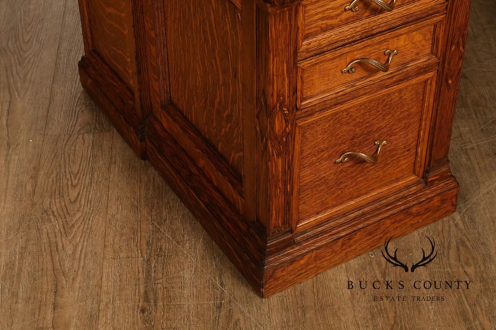Oak Roll Top Desk With Carved 'Reading Hardware Co." Crest Panel