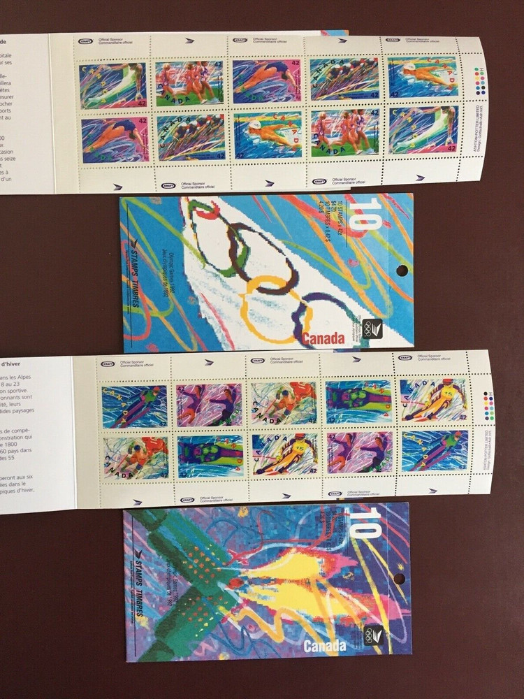 Canada Stamp Booklet - 1992 42c WINTER/SUMMER OLYMPICS Two(2) Different Booklets